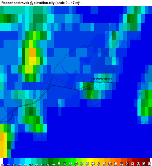 Rabocheostrovsk elevation map