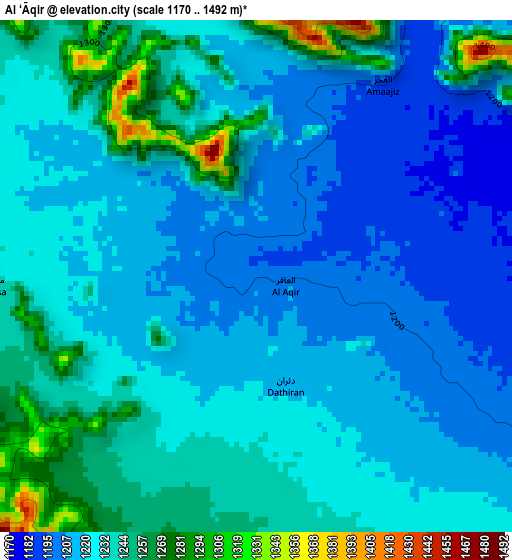 Al ‘Āqir elevation map