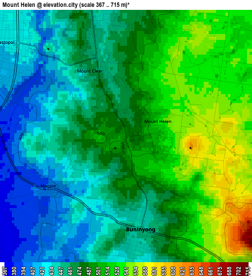 Mount Helen elevation map