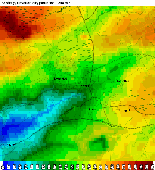 Shotts elevation map