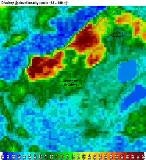 Druzhny elevation map