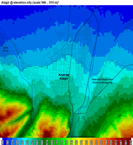 Alagir elevation map