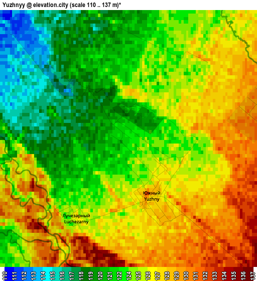 Yuzhnyy elevation map