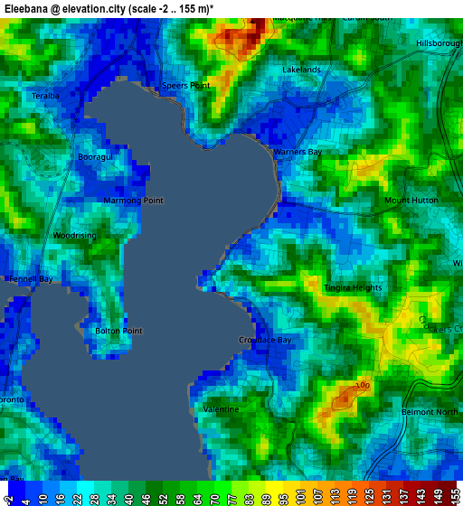 Eleebana elevation map