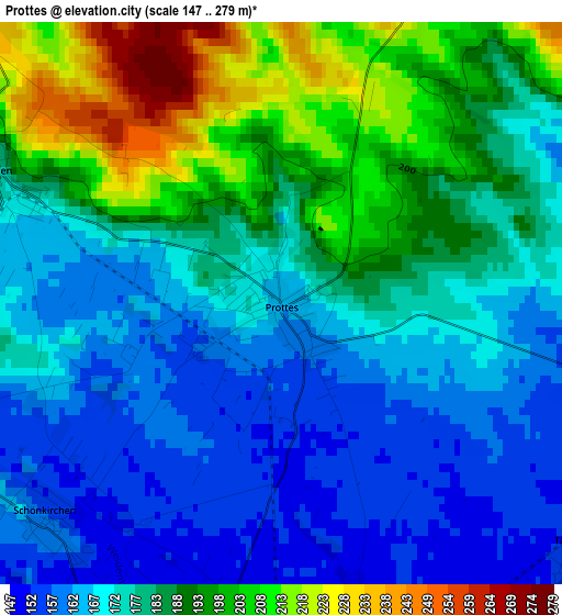 Prottes elevation map