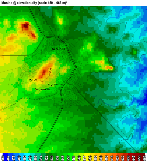 Musina elevation map