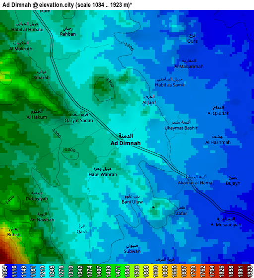 Ad Dimnah elevation map