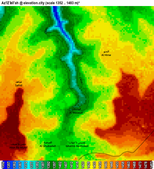 Az̧ Z̧alī‘ah elevation map