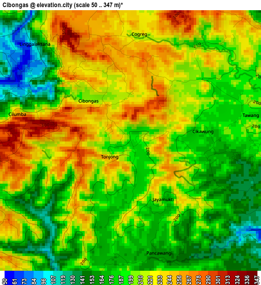 Cibongas elevation map