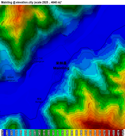 Mainling elevation map
