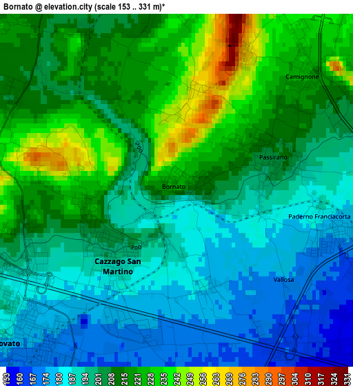 Bornato elevation map