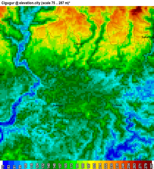 Cigugur elevation map