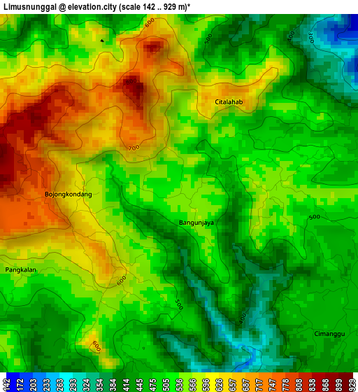 Limusnunggal elevation map