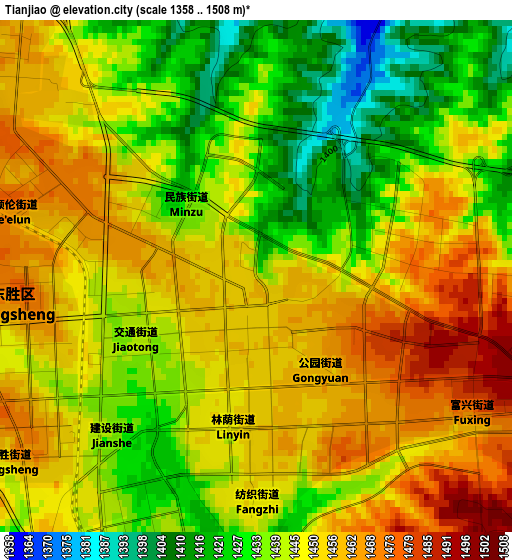 Tianjiao elevation map