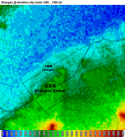 Shangdu elevation map