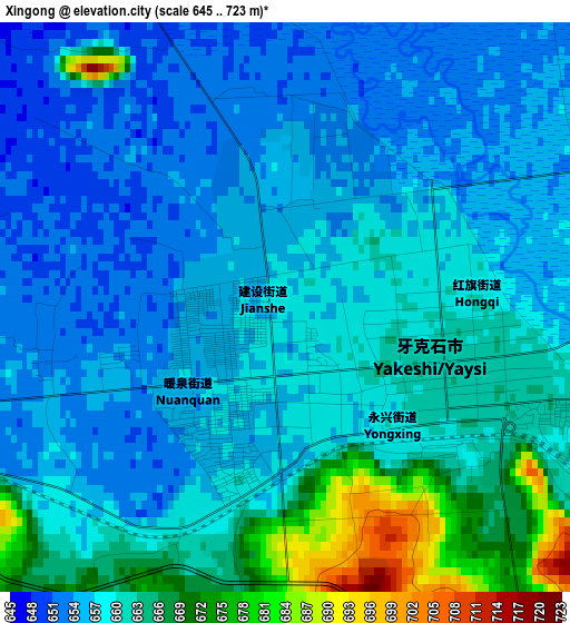 Xingong elevation map