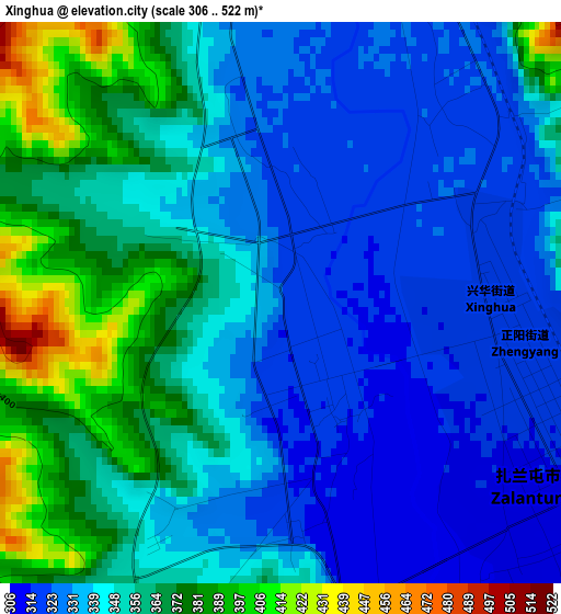 Xinghua elevation map