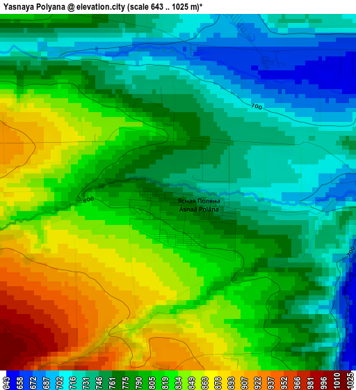 Yasnaya Polyana elevation map