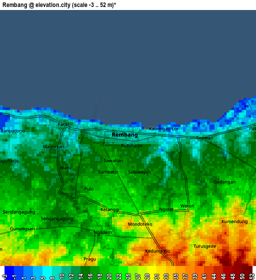 Rembang elevation map