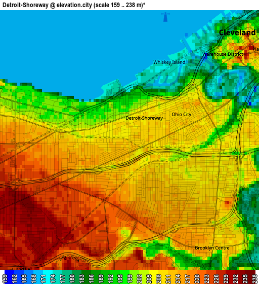 Detroit-Shoreway elevation map