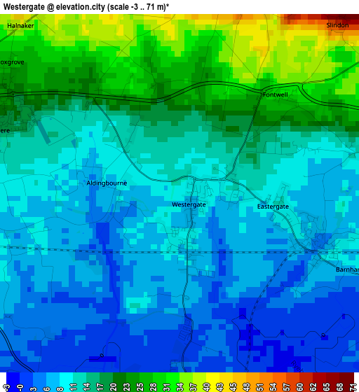 Westergate elevation map