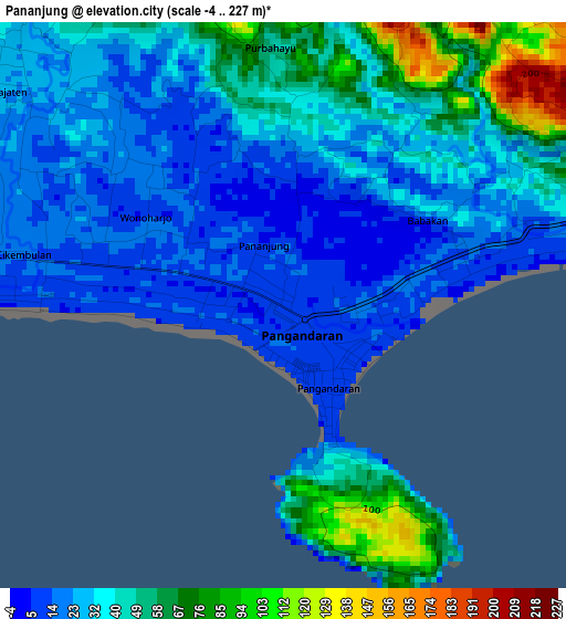 Pananjung elevation map