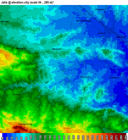 Jetis elevation map