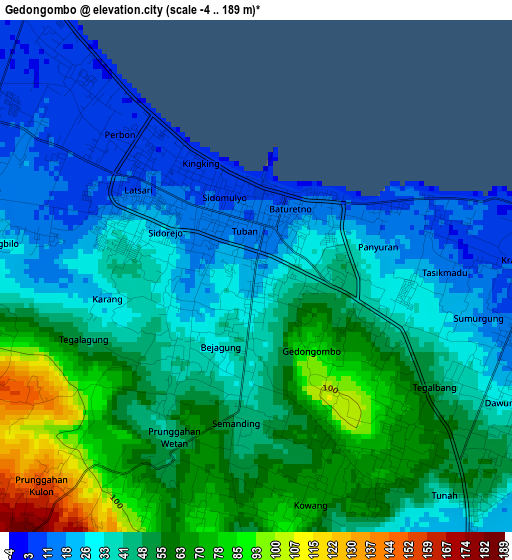 Gedongombo elevation map