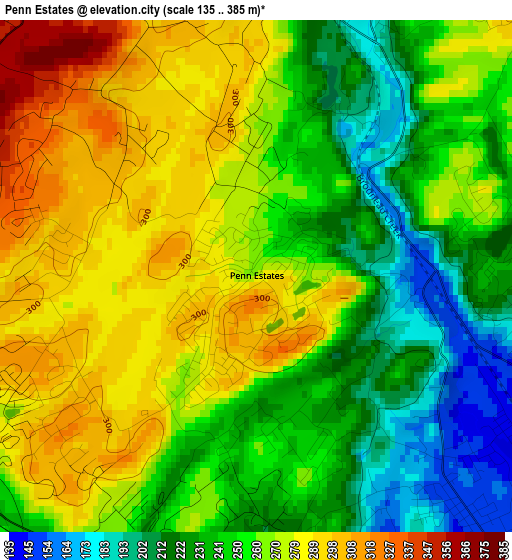 Penn Estates elevation map