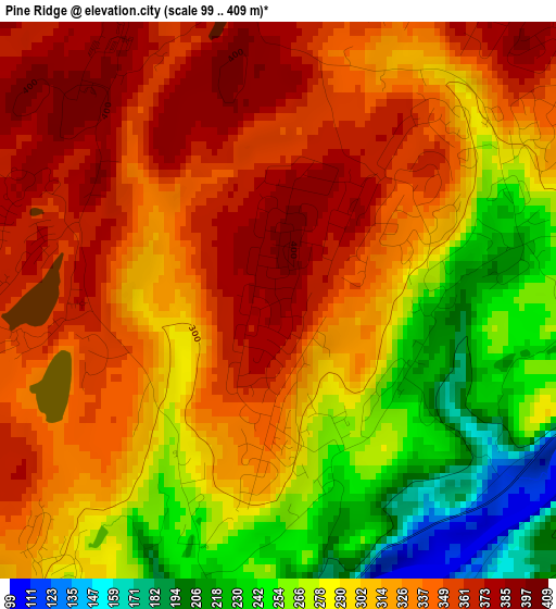 Pine Ridge elevation map