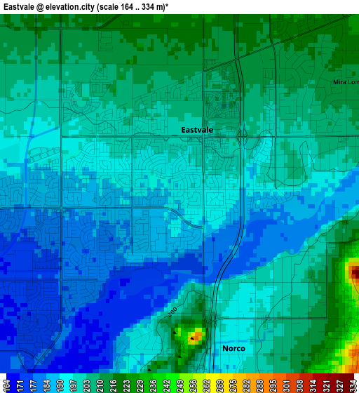 Eastvale elevation map