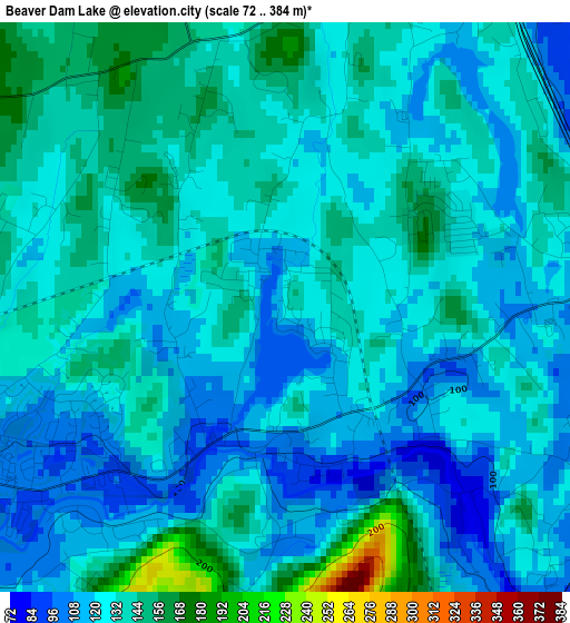 Beaver Dam Lake elevation map