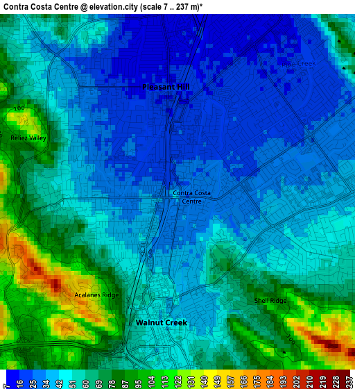 Contra Costa Centre elevation map