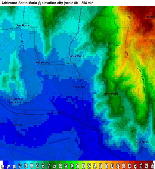 Arbizzano-Santa Maria elevation map