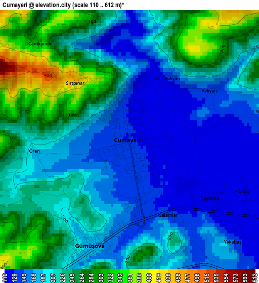 Cumayeri elevation map