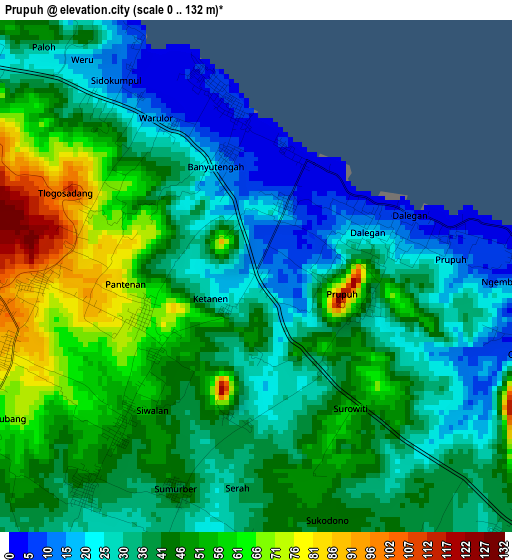 Prupuh elevation map