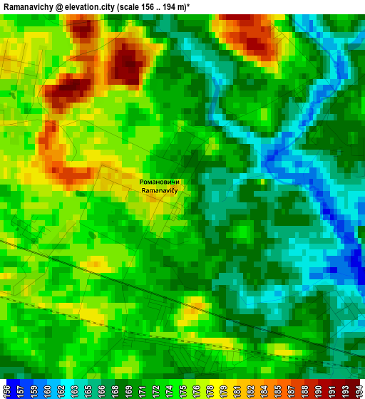 Ramanavichy elevation map