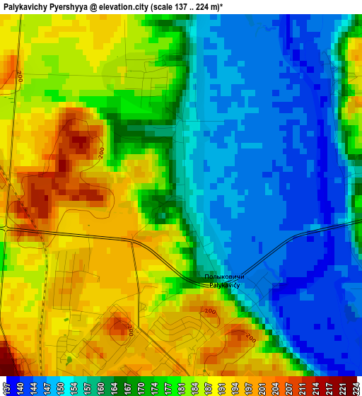 Palykavichy Pyershyya elevation map