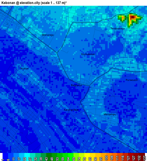 Kebonan elevation map