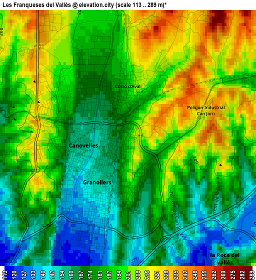 Les Franqueses del Vallès elevation map