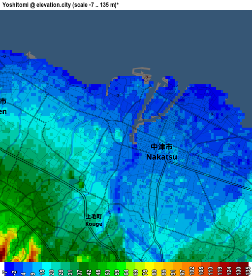 Yoshitomi elevation map