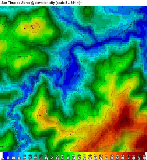 San Tirso de Abres elevation map