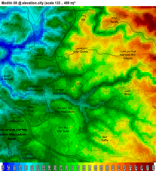 Modiin Ilit elevation map