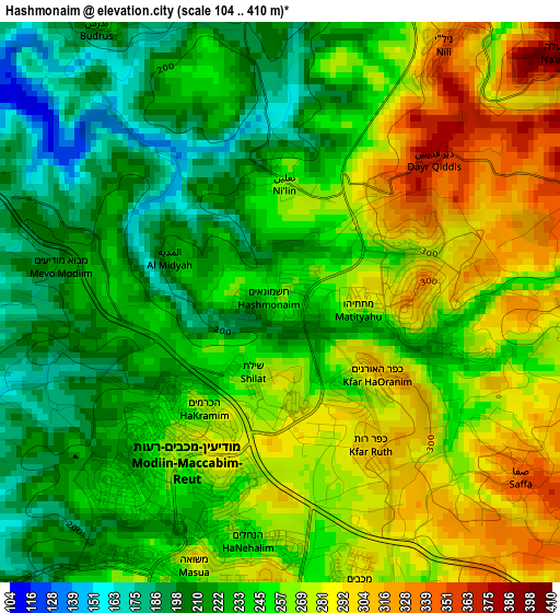 Hashmonaim elevation map