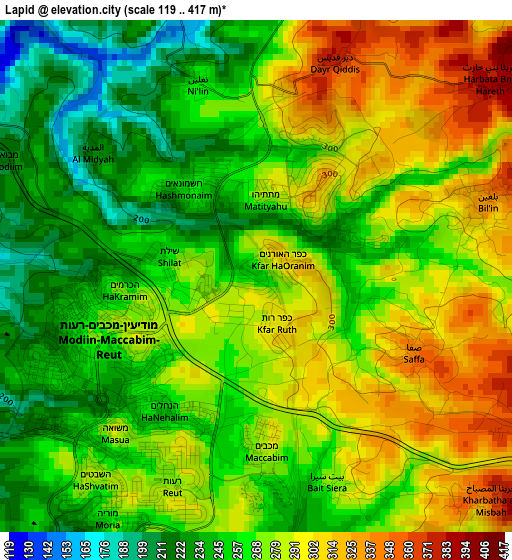 Lapid elevation map