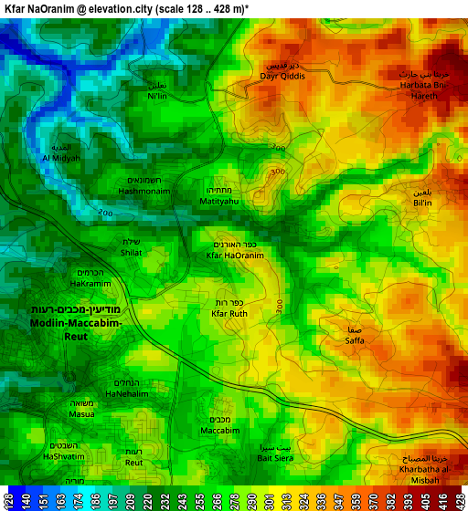 Kfar NaOranim elevation map