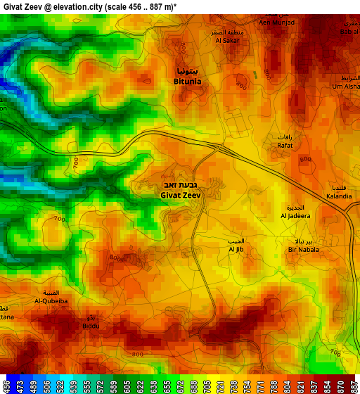 Givat Zeev elevation map