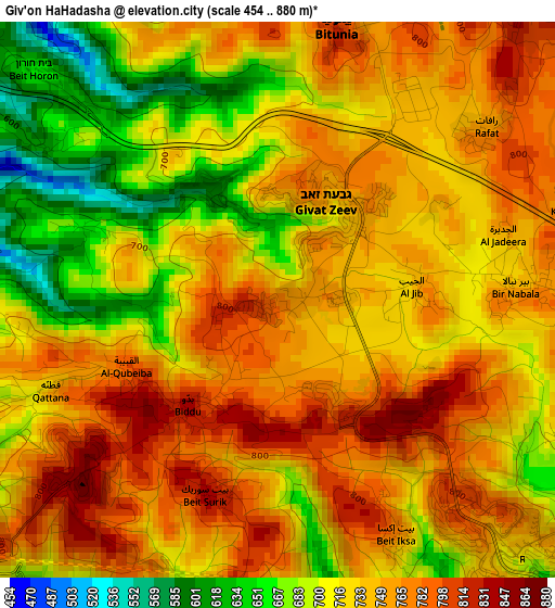 Giv'on HaHadasha elevation map