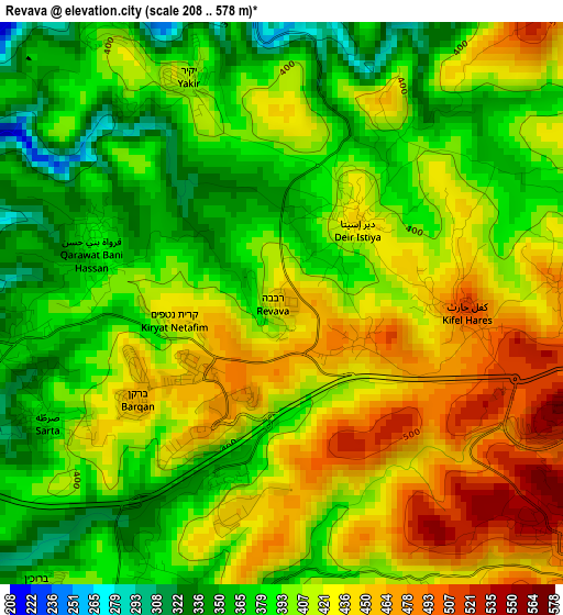 Revava elevation map