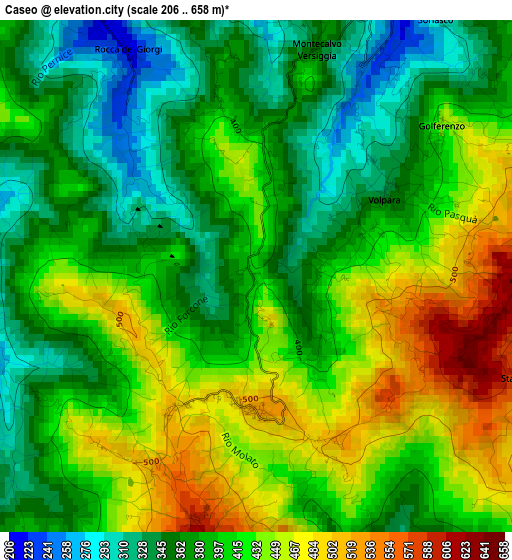 Caseo elevation map